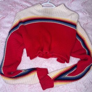 Colorful Striped Cropped Sweater